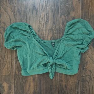 Wild Fable XXL Green Smocked Bubble Sleeve Crop Top